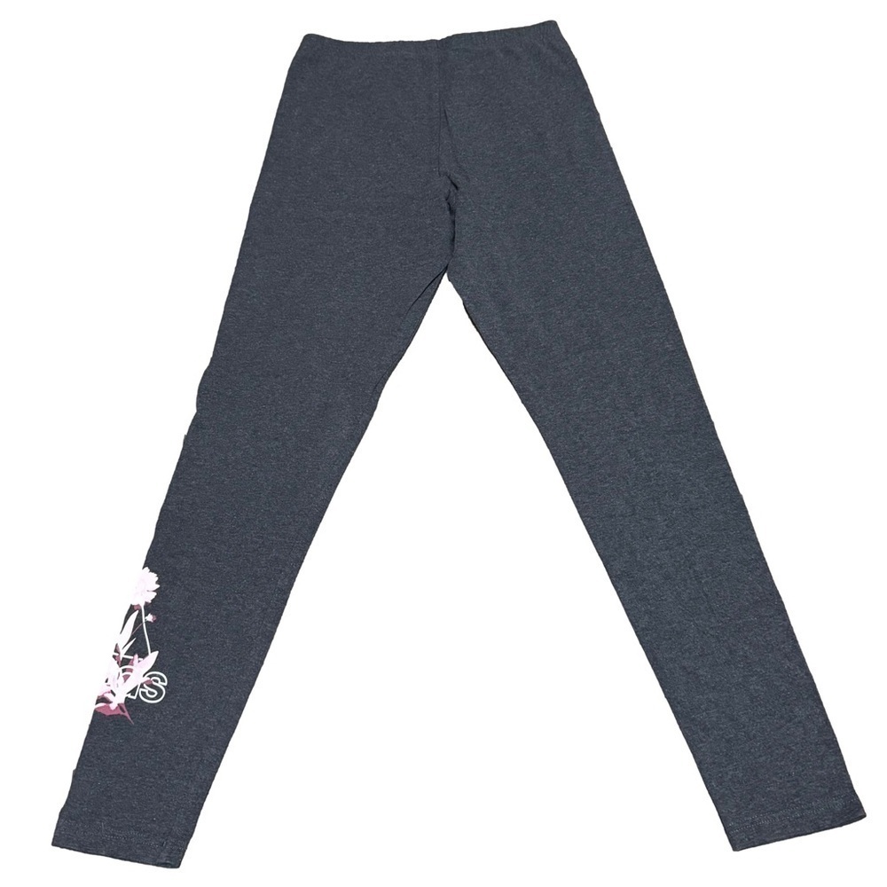 Adidas Womens Heather Gray Leggings Floral Athletic Leisure Women Size M